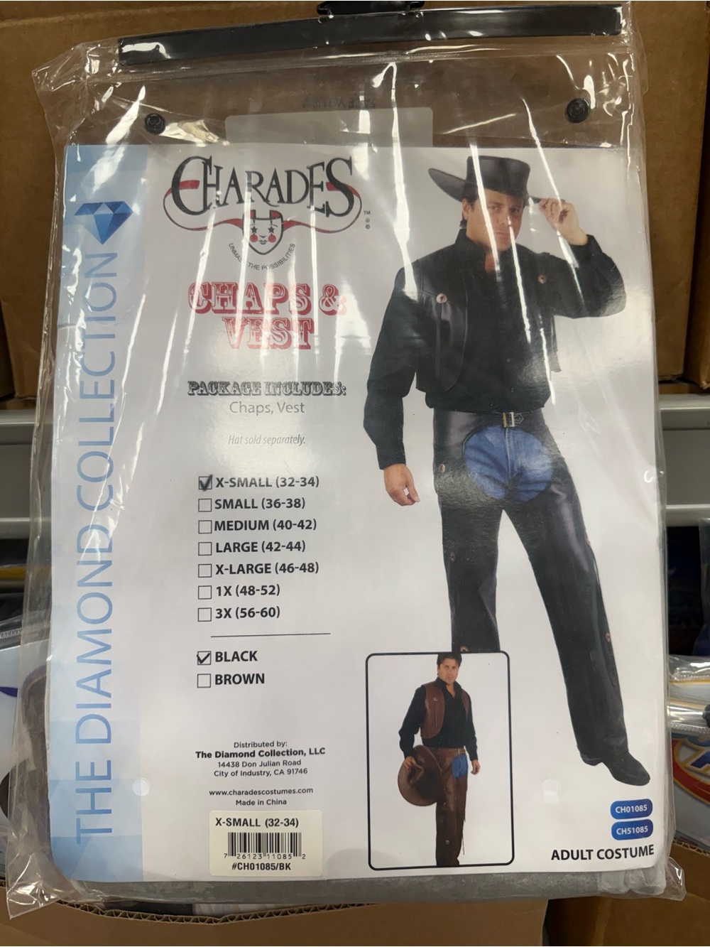 Charades Chaps & Vest Costume - Black